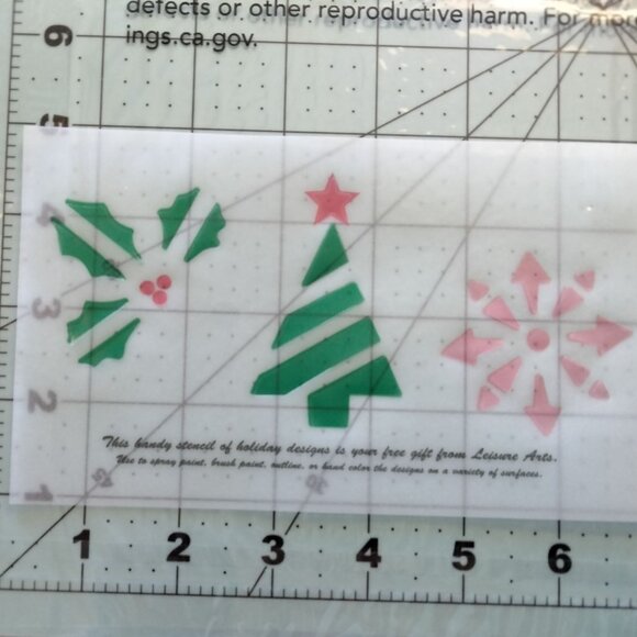 Holiday Design Stencil Template Holly Christmas Tree Snowflake Crafts - Picture 3 of 3